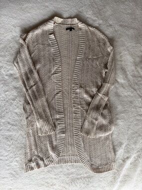 American Eagle Outfitters Open-Weave Neutral Cardigan